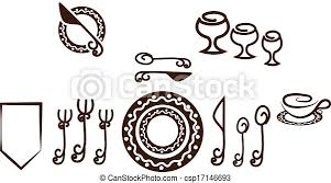 Cover the table with a tablecloth or placemat (tablecloth is preferred). Formal Table Setting Placement Artistic Design Tableware Isolated On A White Background Canstock
