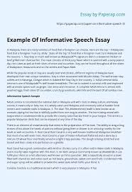 Aggressive dog breeds such as pit bulls should not be allowed as pets. Example Of Informative Speech Essay Essay Example