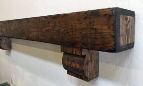 Wood Beam Mantle With Corbelsbeam Mantlefloating Wood Beams Wooden Corbels Faux Beams