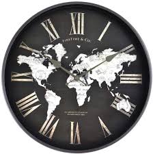 Firstime World Map Wall Clock Horloge Murale Decoration Moderne Carte Du Monde