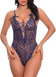 Buy Huazi2 Women Girl Sexy Cute V-Neck Lace Lingerie Bandage Underwear Slip  Dress Blue at Amazon.in