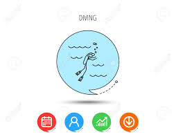 Diving Icon Swimming Underwater With Tube Sign Scuba Diving