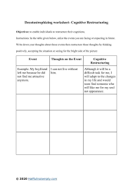Some of the worksheets displayed are cognitive processing therapy, cognitive distortions, cognitive defusion and mindfulness exercises, your very own tf cbt workbook, cognitive triangle work coping and processing, cognitive restructuring decatastrophizing, cognitive training exercises. Decatastrophizing Worksheets 5 Optimistminds