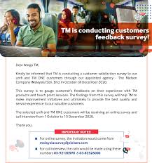 Contacting malaysia airlines customer service centermalaysia airlines has a storied history in the aviation industry. Tm S Customer Satisfaction Survey Starting 1 October Spread The News Unifi Specialist By Tm