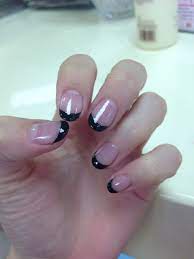 Black French Tip Rounded Acrylics Rounded Acrylic Nails Gel Nails French Round Nails