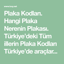 Türkiye'deki tüm illerin plaka kodları aşağıdaki tabloda listelenmiştir. Plaka Kodlari Hangi Plaka Nerenin Plakasi Turkiye Deki Tum Illerin Plaka Kodlari Turkiye De Araclara Verilen Bir Kimlik Numarasidir Plaka Kodu Her Il Plakalar