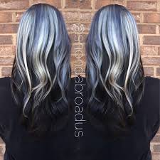 How To Ice Princess Featuring Shades Of Blue And Silver Highlights Brown Hair With Silver Highlights Silver Hair Black And Grey Hair