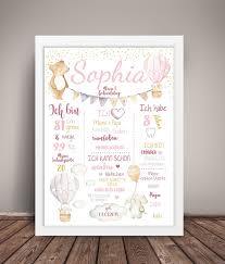 Meilensteintafel 1 Geburtstag Heissluftballon Chalkboard Geburtstagsposter Geschenk Erster Geburtstag Personalisiert Personalized Baby Boy Gifts Birth Art Birth Pictures