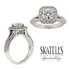 Our Custom Design Ring With The Bride S New Last Initial Tucked Under The Diamond Custom Ring Designs Custom Rings Engagement Rings