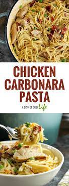 Chicken Carbonara Pasta Recipe Chicken Carbonara Pasta Pasta Recipes Chicken Main Dishes