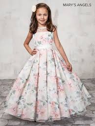 Long Floral Print Flower Girl Dress By Mary S Bridal Mb9009 Mary S Bridal Angels Collection Abc Fashion Dresses Kids Girl Kids Frocks Design Kids Gown