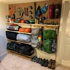 Pretty Proud Of The Diy Gear Wall I Put Together Campinggear Outdoor Gear Storage Camping Gear Storage Home Diy
