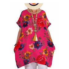 Plus Size Women Short Sleeve Floral Pockets Mini Dress