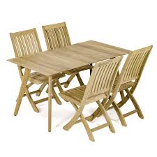 5pc Surf Rectangular Teak Dining Chair Set