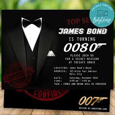 Modern and elegant eightieth birthday invitation with photo / men's 70th 60th 90th 100th. Printable James Bond Surprise 80th Birthday Invitation For Man Bobotemp