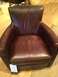 Irving Leather Swivel Armchair Rivets Along Front Of Arms Deep But Comfy Pottery Barn 1329 Pottery Barn Chair Living Room Chairs Chair Side Table