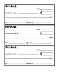Paychecks Deposit Slip And Withdrawal Slip Classroom Money Paycheck Classroom Economy