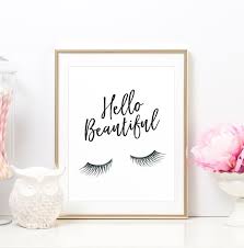 Eyelash Print Hello Beautiful Mascara Print Makeup Print Etsy Glamour Decor Eyelash Decor Wall Decor Bedroom