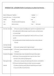 Innovative Lesson Plan A Card Play On Plant Hormones