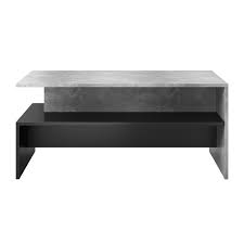 Hommoo coffee table concrete grey 110x55x42 cm chipboard vd31577. Coffee Table Baros Bright Concrete Black Furnitop Co Uk