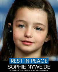 Sophie Nyweide, a young actress who starred in the title role of her first  major film at just 6 years old, has died. >>>https://tinyurl.com/ytvdakzn