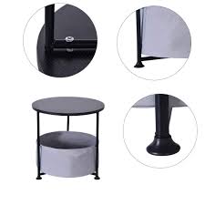 Enjoy free shipping on most stuff, even big stuff. C Easy Round Wood Side Table Sofa Coffee End Tables With Fabric Storage Black Double Three Layer S Telephone Tables Accent Furniture Femsa Com