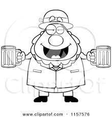 100+ vectors, stock photos & psd files. Cartoon Clipart Of A Black And White Chubby Leprechaun With Beer Mugs Vector Outlined Coloring Page By Cory Thoman 1157576