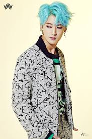 Updated February 9 Kst Vav Has Now Shared Ace 39 S Teaser Photo For Their Comeback Showing Off His Striking Blue Hair Update Vav Death By Glamour Woo Young