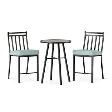 Fairmont 3 Pc Steel Balcony Height Patio Bistro Set Linen Threshold Patio Dining Set Bistro Set Blue Patio Furniture