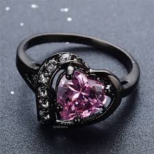 Black And Pink Rings For Her Pink Heart Engagement Ring Black Gold Ring Love Ring Promise Ring Vintage Ring Wedd With Images Black Gold Ring Pink Heart Engagement Rings Black Engagement Ring