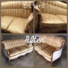 Before And After Reupholstery Project On A Vintage Sofa Repurposed Reupholster Furniture Reupholster Reupholster Furniture Vintage Sofa