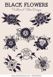 Stock De Vecteur Fleurs Noir Traditionnel Tattoo Designs Gratuit 1052592431 Traditional Tattoo Design Traditional Tattoo Flowers Traditional Tattoo Sleeve