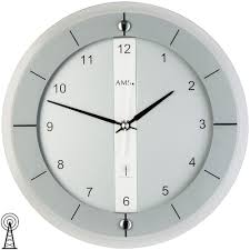 Ams 5847 Wanduhr Funk Funkwanduhr Analog Silbern Rund Mit Glas Und Aluminium Wanduhren Wanduhren Wohnzimmer Wohnzimmeruhren