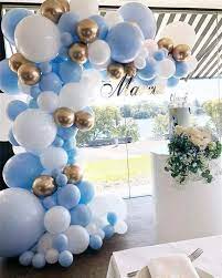 Balloon Garland Kit Blue White Gold Chrome Balloon Arch Wedding Bridal Shower Babyshower Birthday Party Baby Shower Decoration Baby Shower Balloon Arch Baby Shower Decorations Baby Shower Balloons