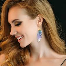 J Wing&colorful Diamond Gradient Wing Earrings 0682