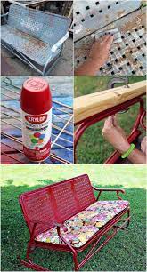 How To Spray Paint A Vintage Glidder With Cherry Red Gloss Spray Paint From Krylon Krylon Spray Metal Outdoor Furniture Spray Paint Furniture Red Spray Paint