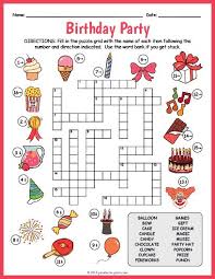 Free Birthday Party Printable Birthday Crossword Birthdayparty Birthdaypartyidea Word Puzzles For Kids Free Printable Crossword Puzzles Free Birthday Stuff