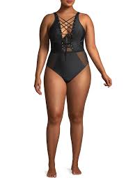 Black Bathing Suit Cover Up Walmart Xoxo Women S Plus Size Lace Up One Piece Swimsuit Ad Size Aff Women Xoxo In 2020 One Piece One Piece Swimsuit Swimsuits