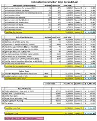 Estimated Construction Cost Spreadsheet Building A House Cost Construction Cost Home Construction Cost