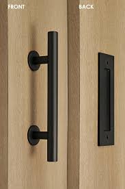 Modern And Contemporary Pull And Flush Door Handle Set Commercial Residential Grade Stainless Steel Black Powdered Finish Door Handles Sliding Barn Door Hardware Indoor Barn Doors