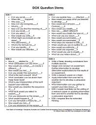 Dok Question Stems Pdf Depth Of Knowledge Teaching