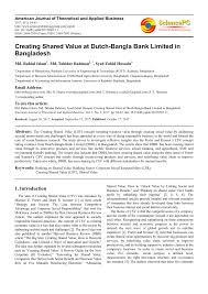 Pdf Creating Shared Value At Dutch Bangla Bank Limited In Bangladesh