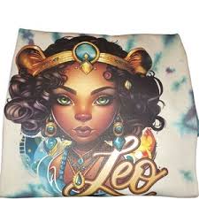 Regalo para la persona espiritual Nazar Leo Zodiac Camiseta corta con  efecto tie-dye para mujer