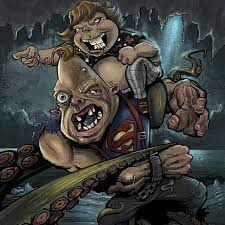 I was a cartoon junkie. Illustration I Did Of Chunk And Sloth From The Goonies Fighting A Giant Octopus As They Often Do Illustration Goonies Funny Parody Caricaure Cartoon Digitalpainting Creepy Brianallen Flylanddesigns Thegoonies Sloth Chunk Flyland