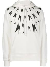Black And White Lightning Bolt Sweater Neil Barrett Lightning Bolt Hoodie In White Modesens Hoodies Neil Barrett Lightning Bolt