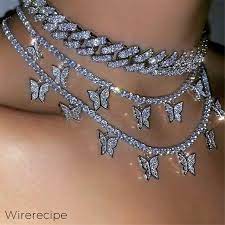 Butterfly Necklace Tennis Chain Butterfly Choker Necklace Etsy In 2021 Girly Jewelry Grunge Jewelry Stylish Jewelry