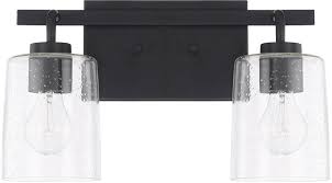 Home Place 128521mb 449 Greyson Modern Matte Black 2 Light Bathroom Vanity Light Fixture Hom 128521mb 449