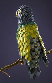 Hermes Leather Parrot Paper Sculpture Parrots Art Leather Scraps