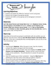 A Lesson About Rumors And Gossip Lesson Gossip How To Plan
