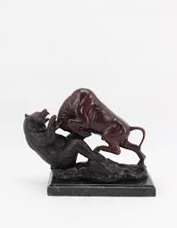 Bullenmarkt Bronzestatue Auf Marmorsockel Statue Bronze Bronzeskulptur